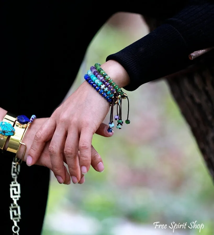 Natural Amethyst & Gold Bead Adjustable Bracelet