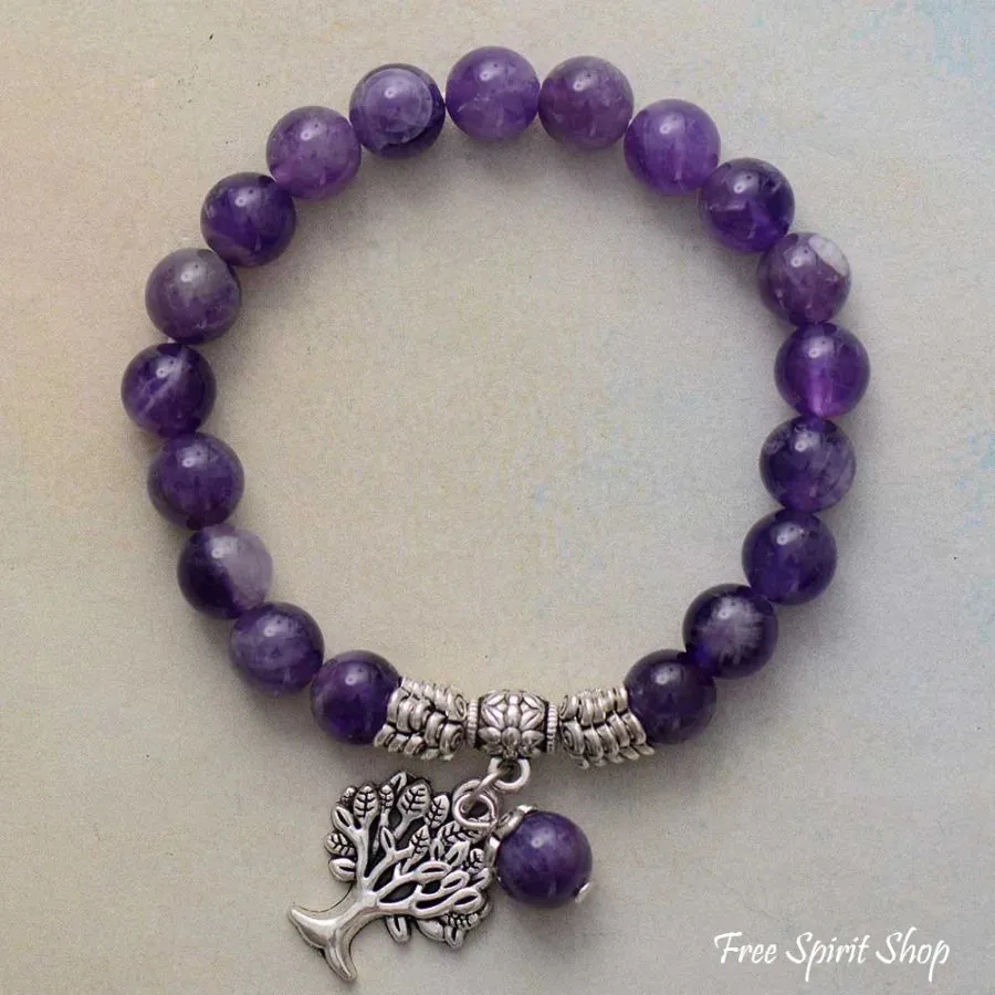 Natural Amethyst Tree of Life Bead Bracelet