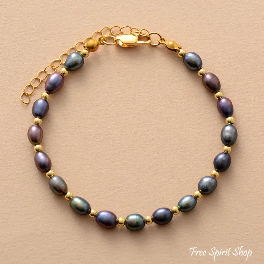 Natural Freshwater Pearl Gold Chain Bracelet