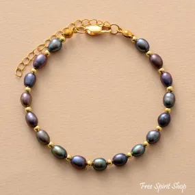 Natural Freshwater Pearl Gold Chain Bracelet