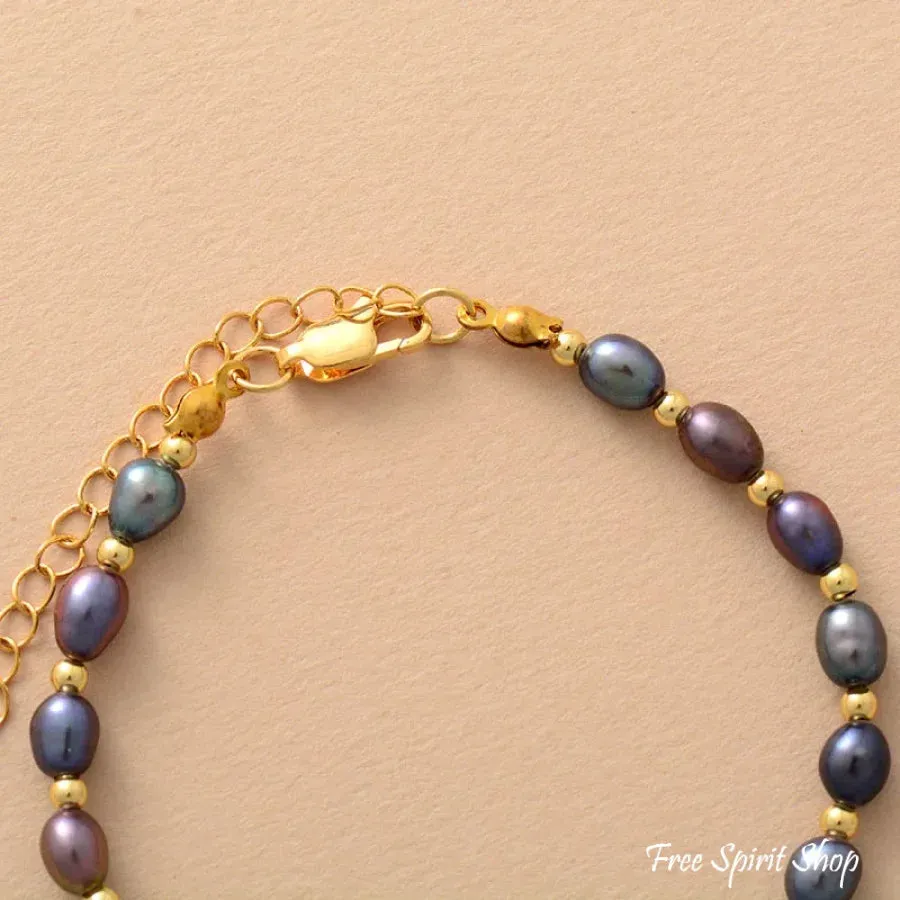 Natural Freshwater Pearl Gold Chain Bracelet