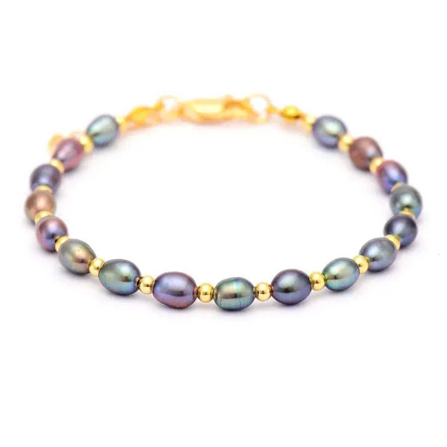 Natural Freshwater Pearl Gold Chain Bracelet