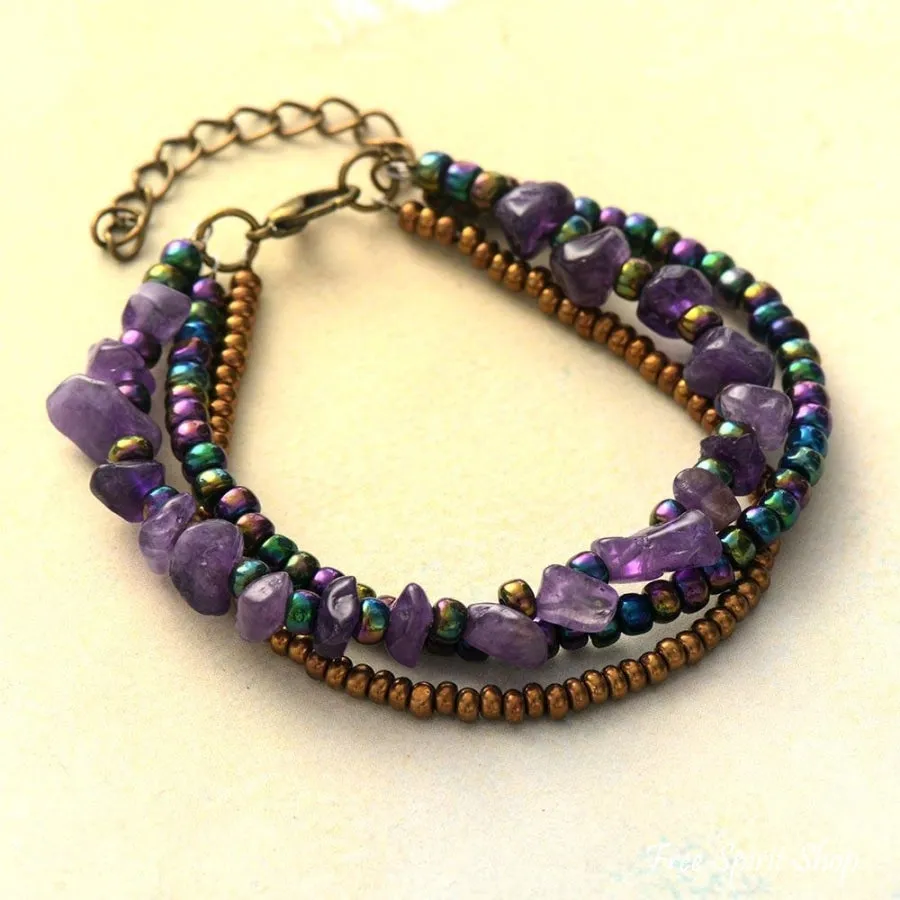 Natural Irregular Amethyst Bead Bracelet