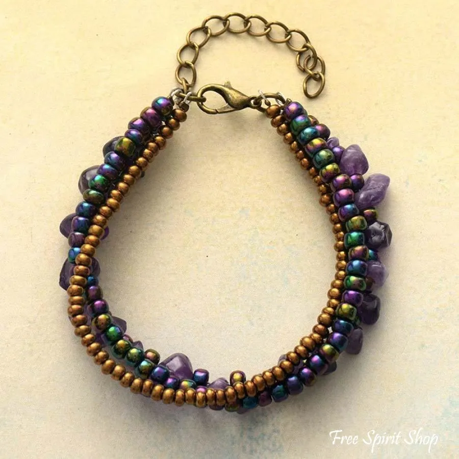 Natural Irregular Amethyst Bead Bracelet