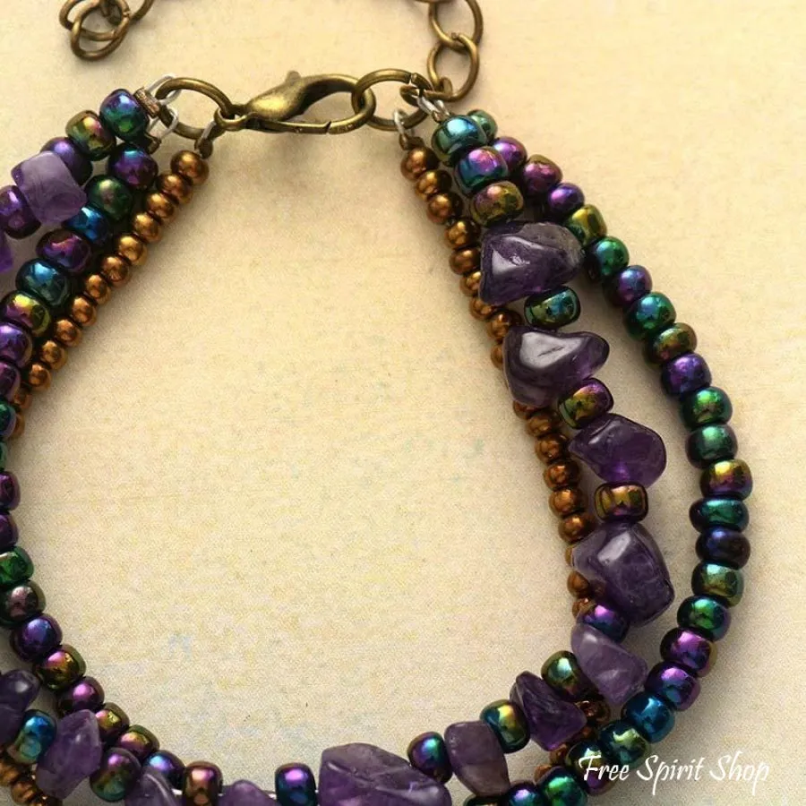 Natural Irregular Amethyst Bead Bracelet