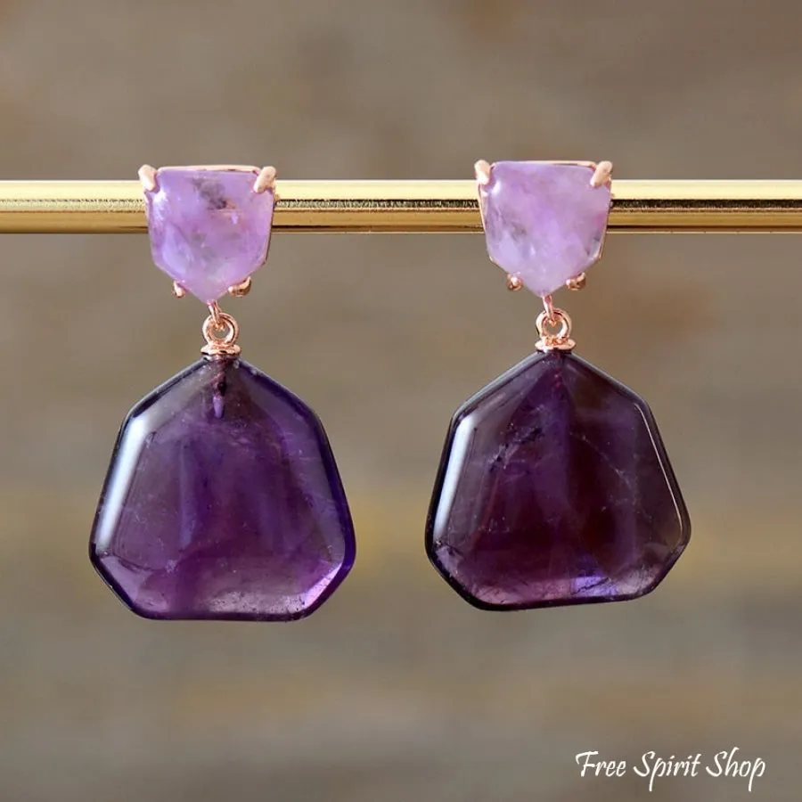 Natural Purple Amethyst Earrings