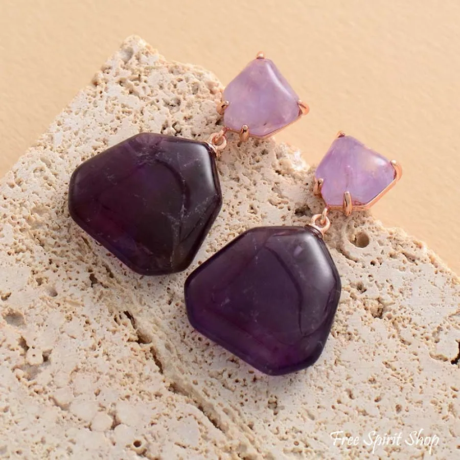 Natural Purple Amethyst Earrings