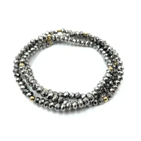 OG Shimmer Bracelet Stack in Metallic Gray + Gold Filled