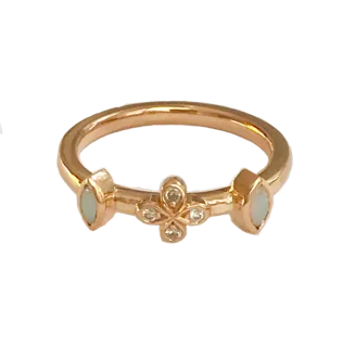 Opal and Diamond stacking ring set in 18k rose gold