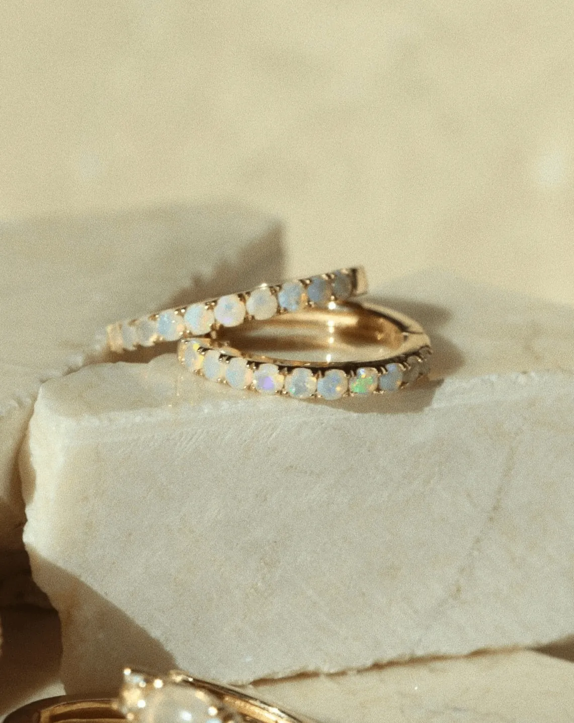 Opal Huggie - 10k Solid Gold