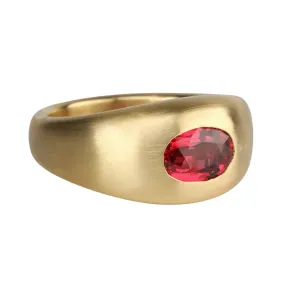 Oval Faceted Mozambique Ruby Signet Ring