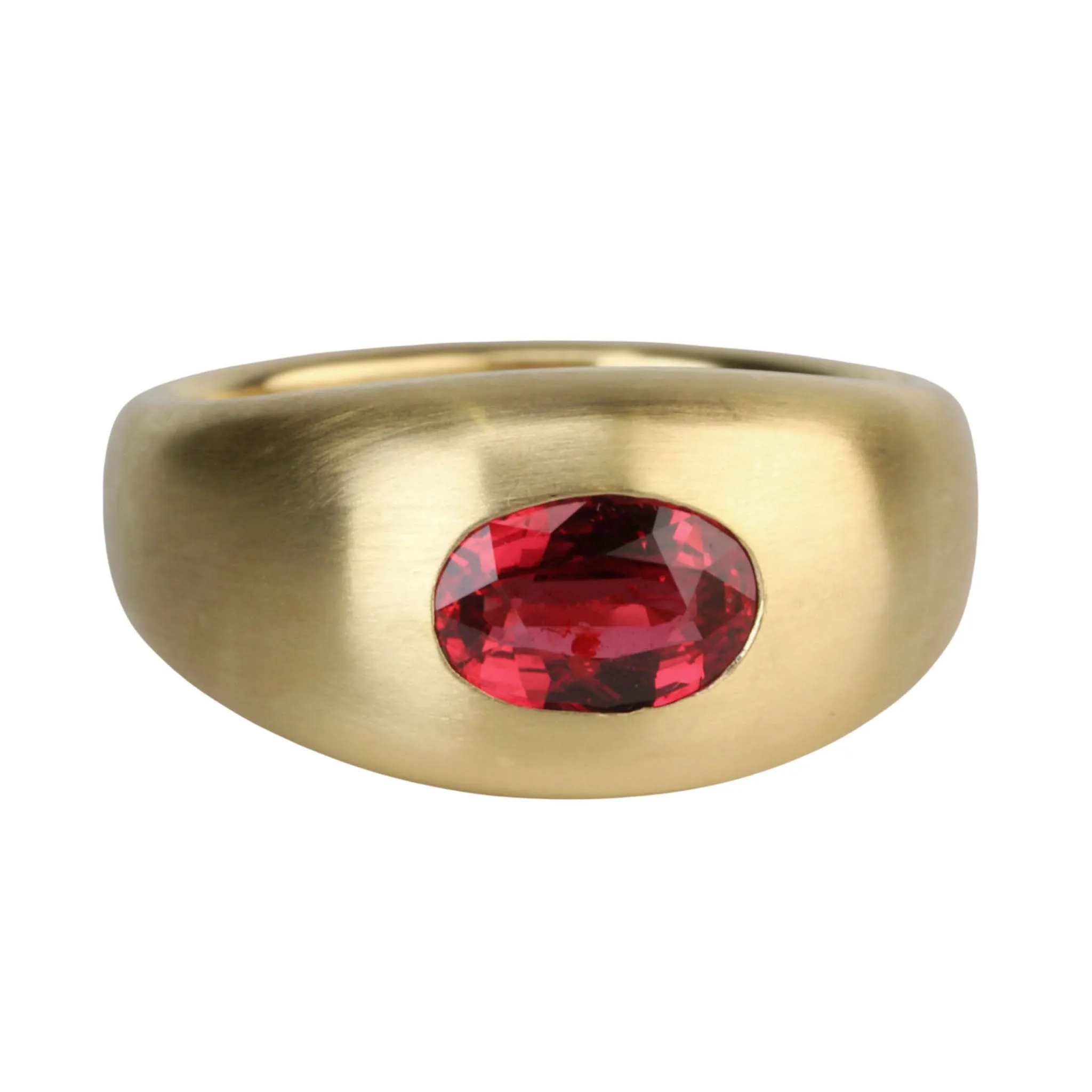 Oval Faceted Mozambique Ruby Signet Ring