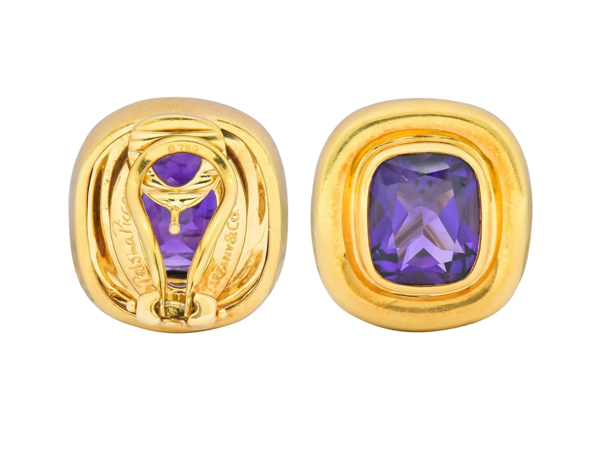 Paloma Picasso Tiffany & Co. Amethyst 18 Karat Gold Earrings Circa 1980