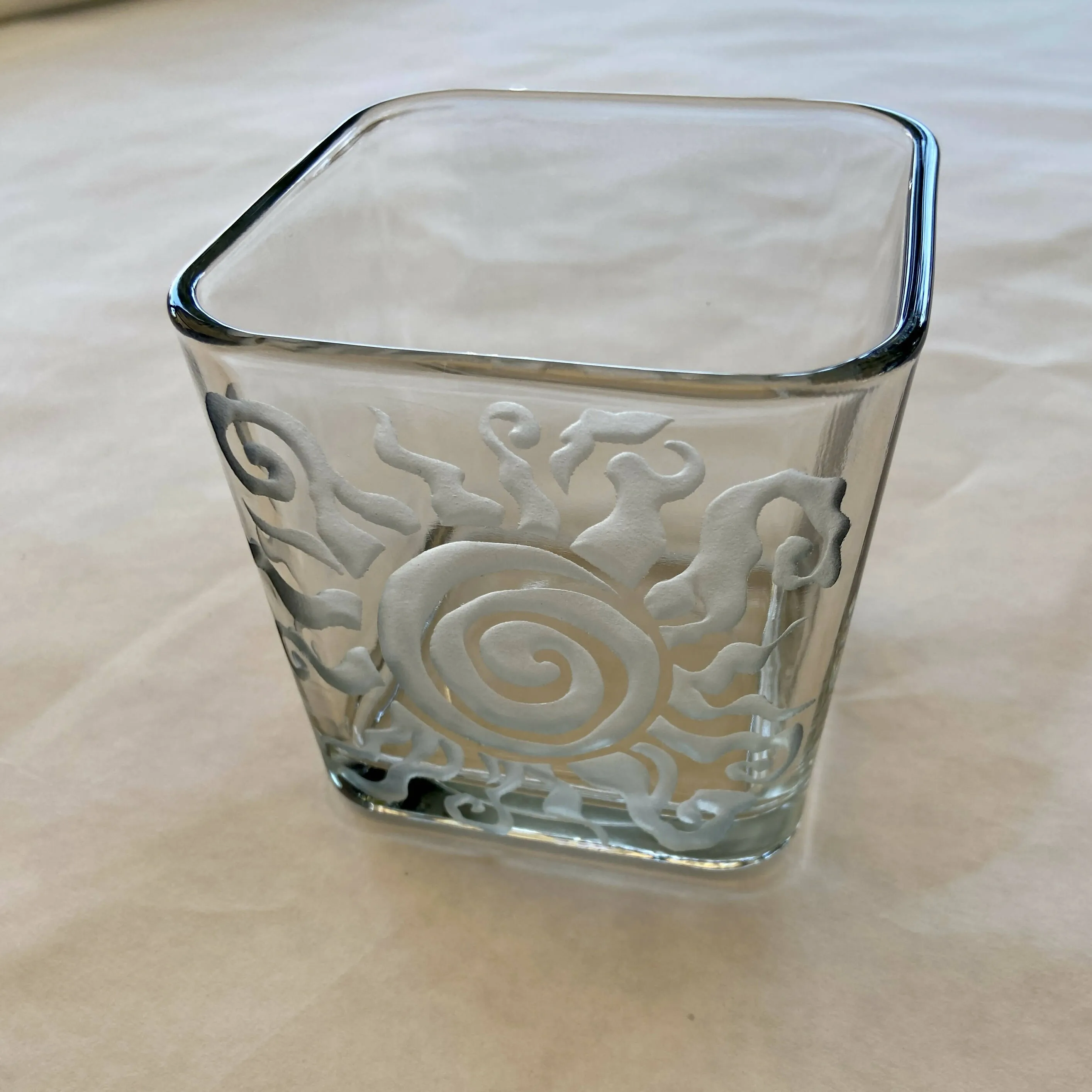 Peace Core Glass Art - Sandblast-Etched Glass Sun Candle Holder