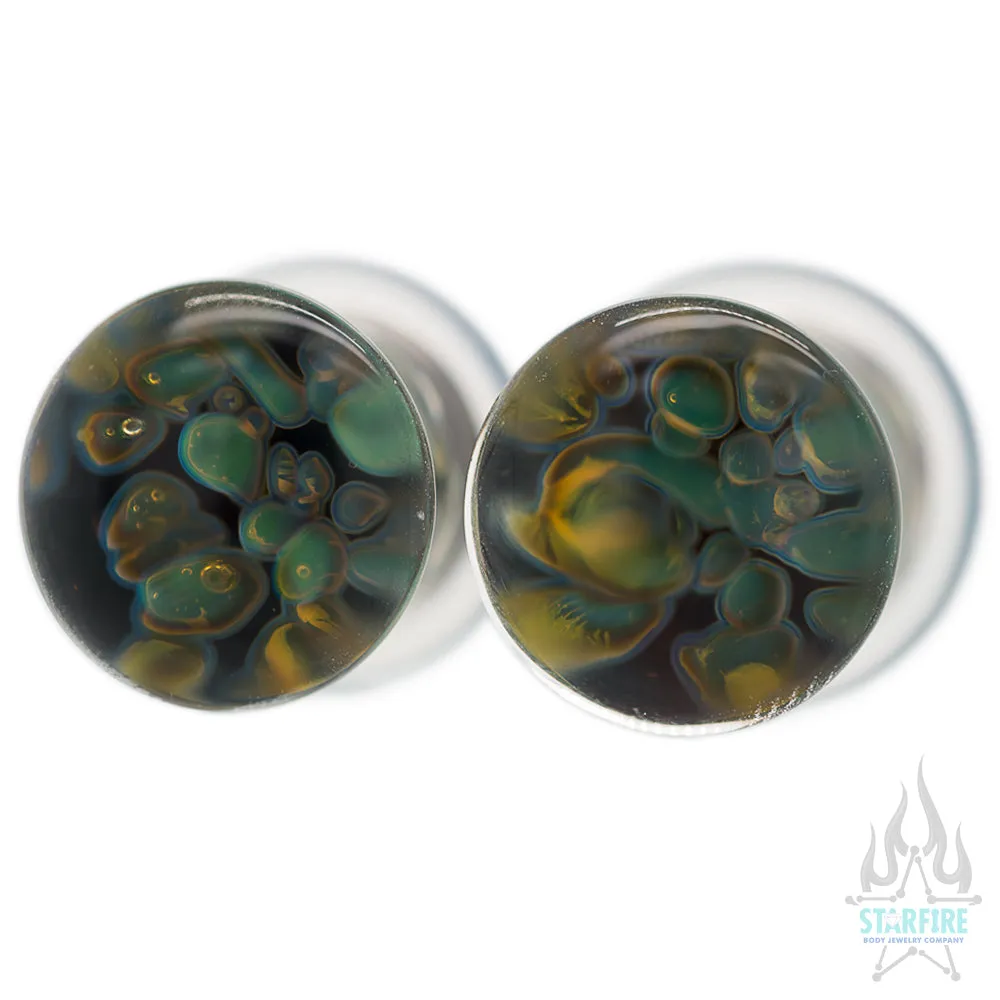 Pebble Glass Plugs - Moss