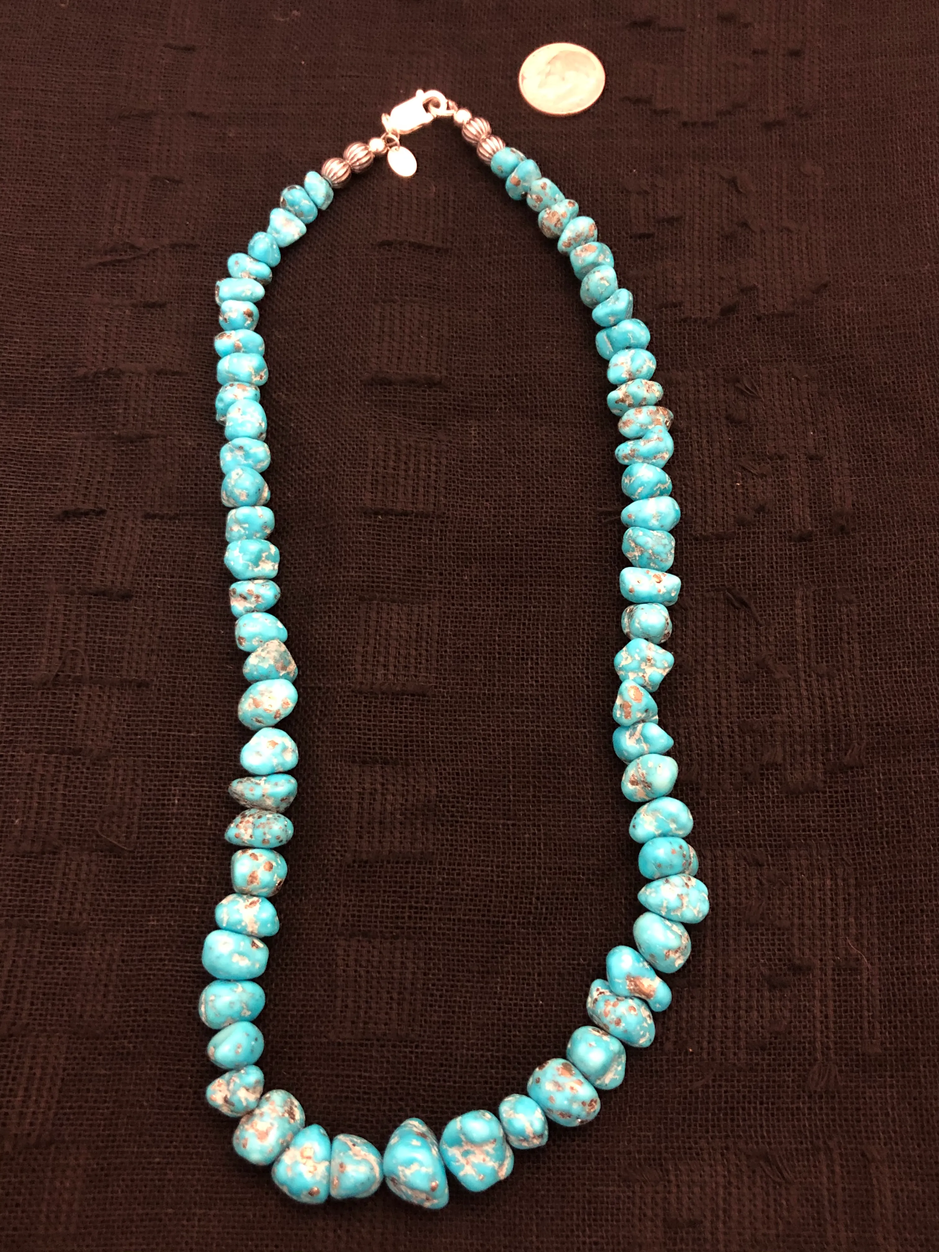 Persian style Turquoise stones in 18” necklace.  Finest quality stones, collectors piece A.S.  Z-1002