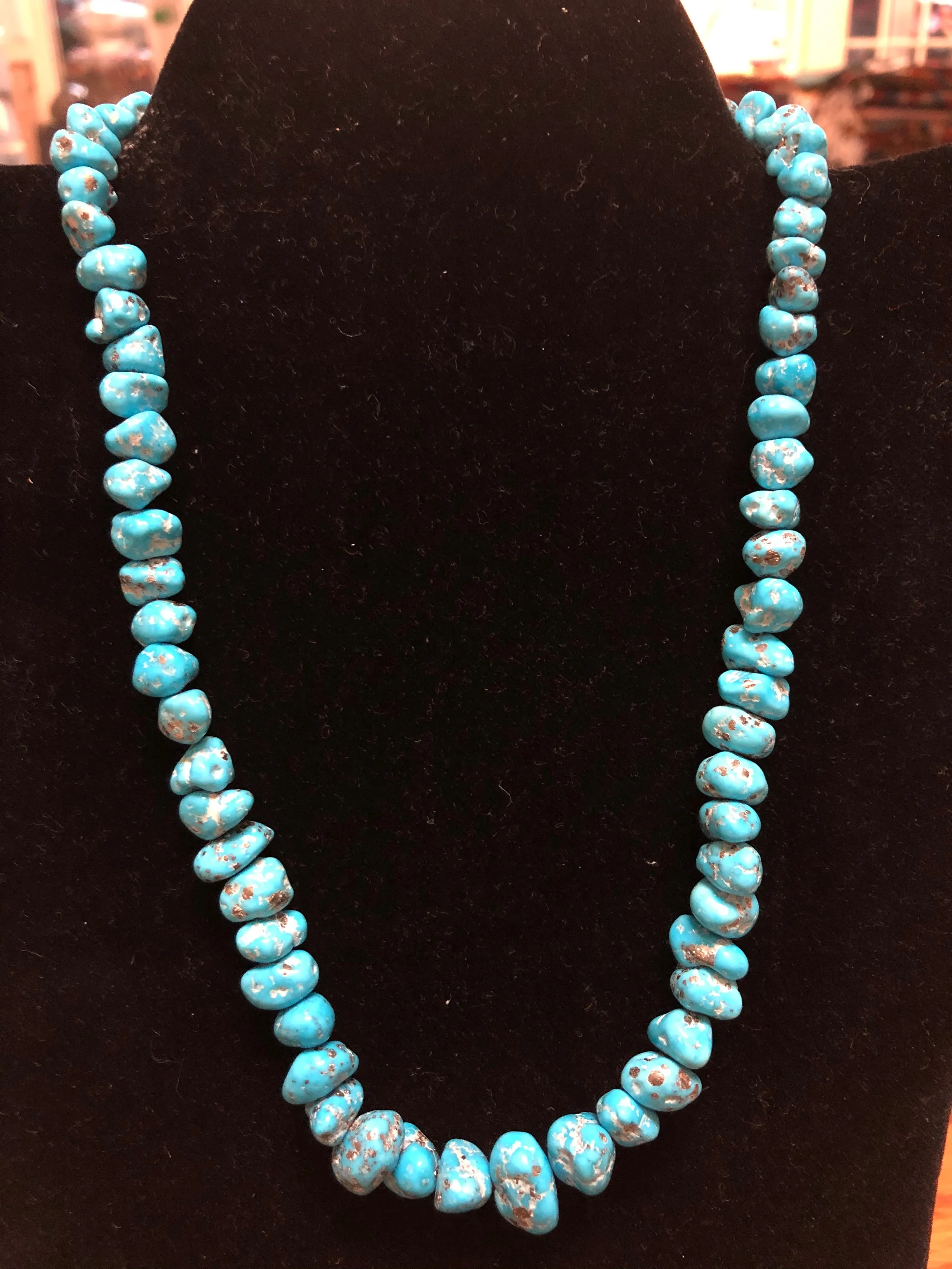 Persian style Turquoise stones in 18” necklace.  Finest quality stones, collectors piece A.S.  Z-1002