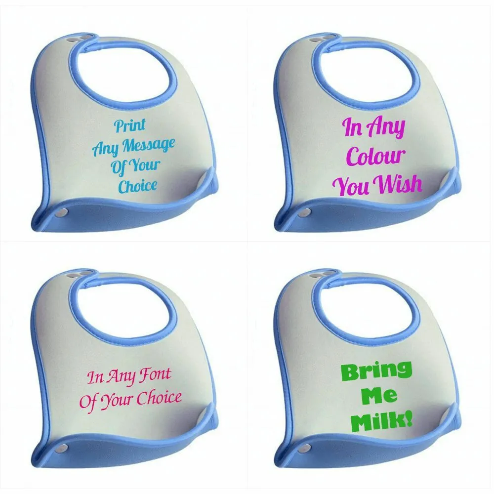 Personalised Printed Blue Pocket Baby Bib