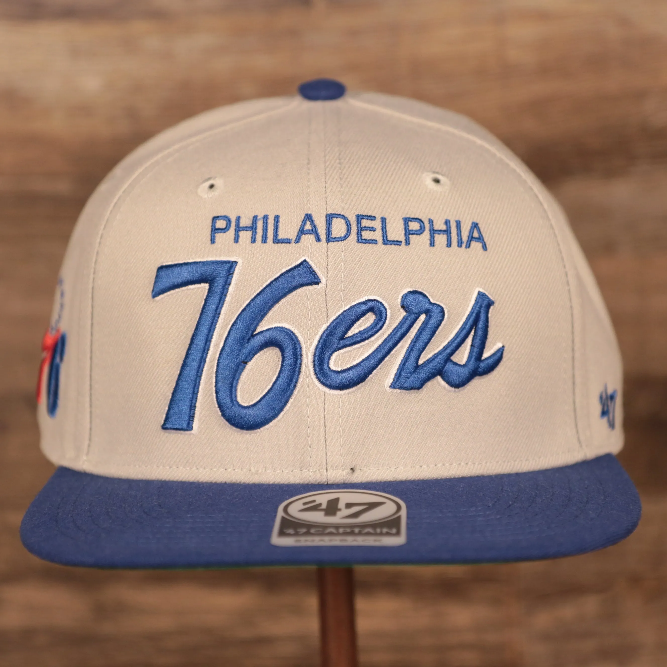 Philadelphia 76ers Script Font Gray Adjustable Green Bottom Snapback