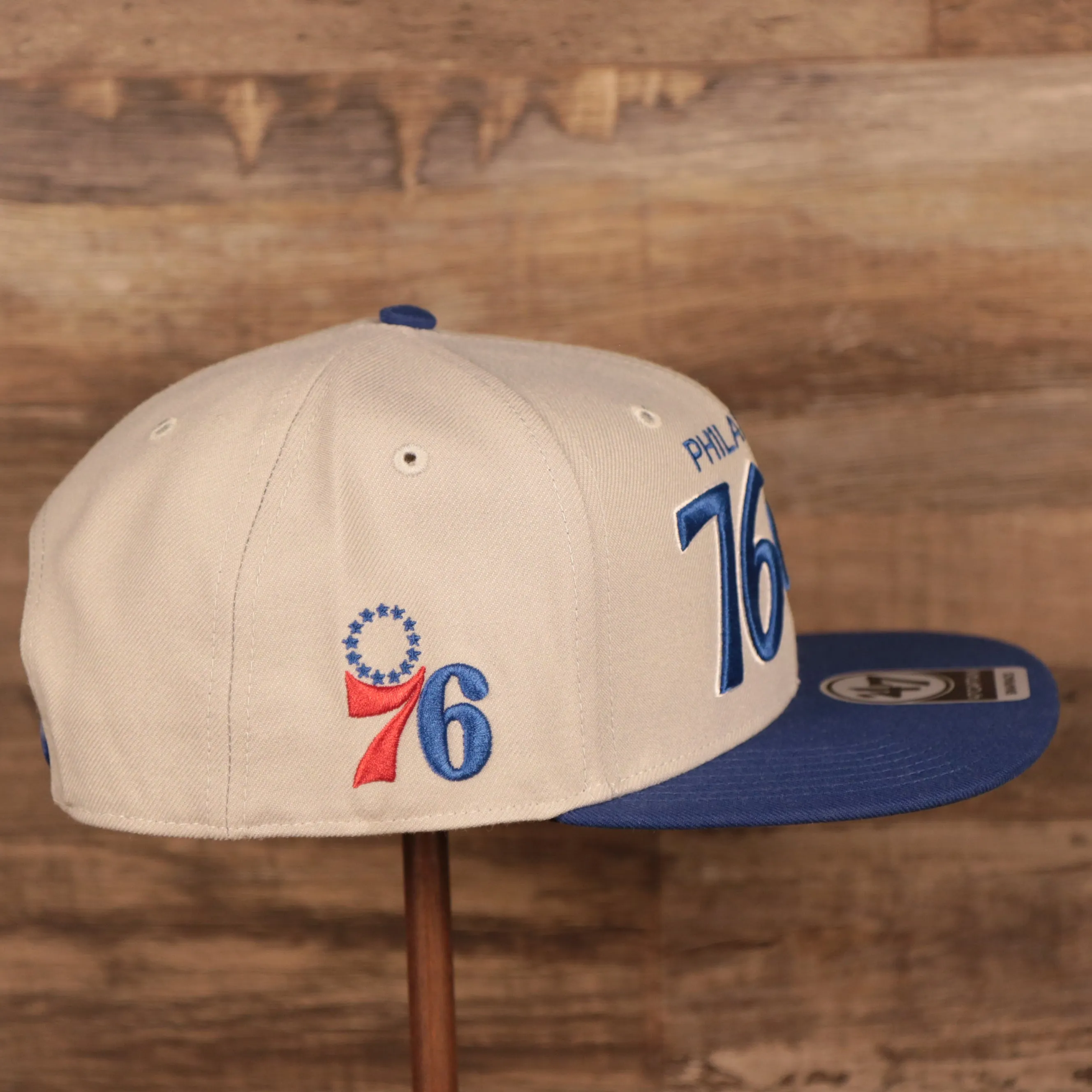 Philadelphia 76ers Script Font Gray Adjustable Green Bottom Snapback