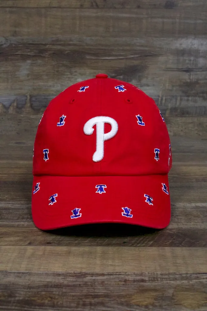 Philadelphia Phillies All Over Bell Confetti Red Women's Dad Hat