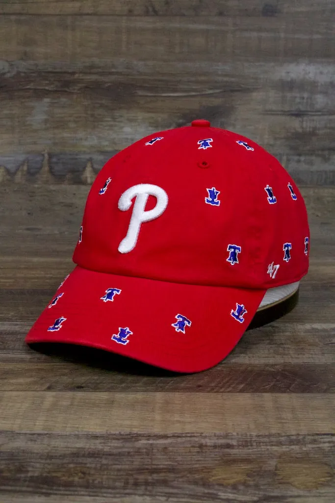 Philadelphia Phillies All Over Bell Confetti Red Women's Dad Hat