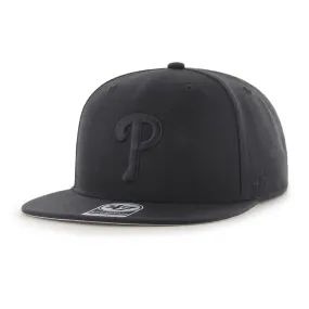 Philadelphia Phillies Gray Bottom Black On Black Snapback Cap | Black Snapback Cap