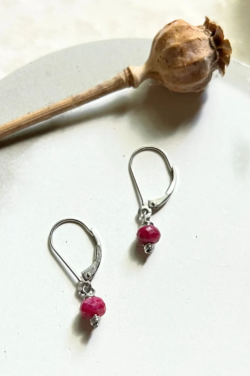 Platinum + Ruby Earring