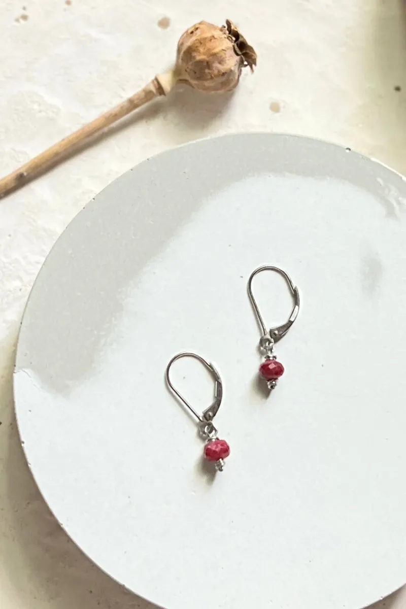 Platinum + Ruby Earring