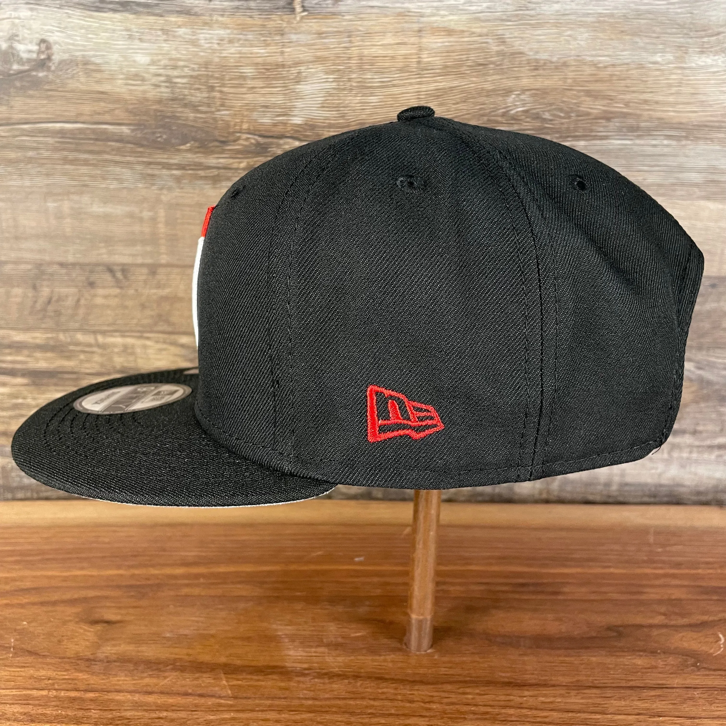 Portland Trail Blazers NBA 75th Anniversary Side Patch Gray Bottom Black 9Fifty Snapback Hat | Back Half