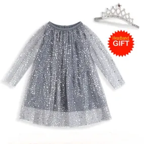 Princess Costume Shining Baby Birthday Dress With Sleeves Girls Tunic Dress Christmas Kids Clothing Robe Fille Children Dresses