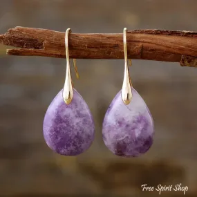 Purple Amethyst Water Drop Earrings