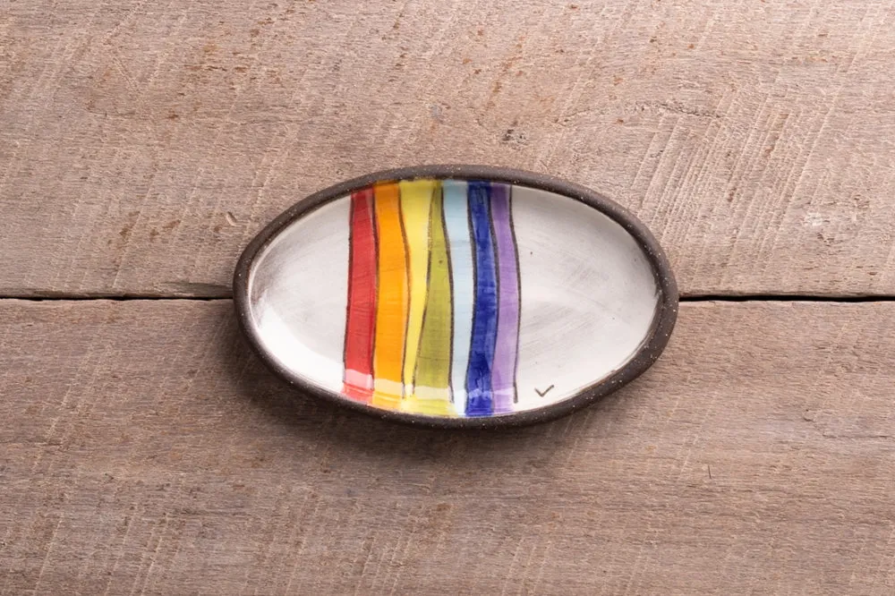 Rainbow Mini Oval Tray Hand Painted Ceramic