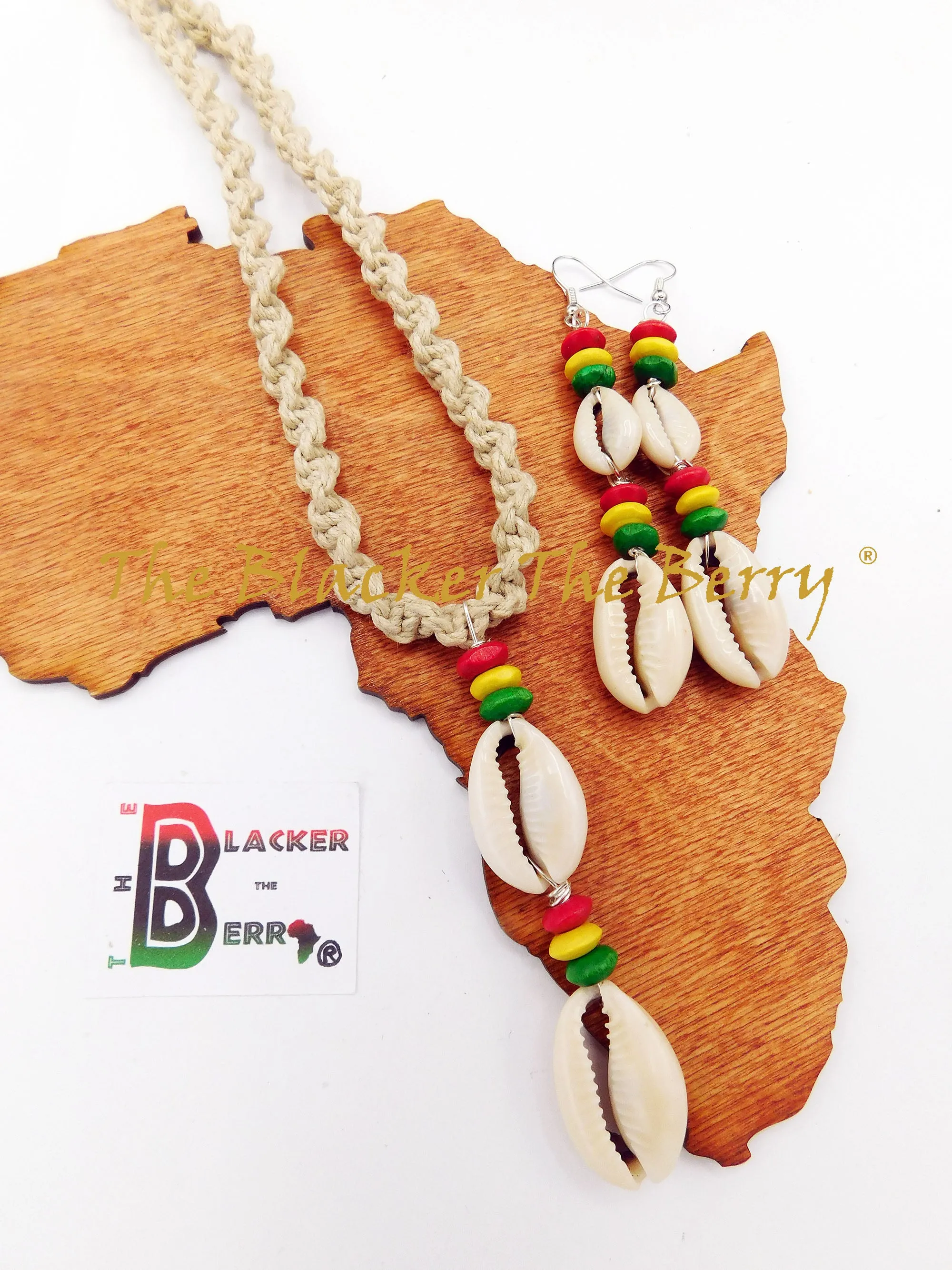 Rasta Jewelry Set Necklace Earrings Hemp Jewelry The Blacker The Berry