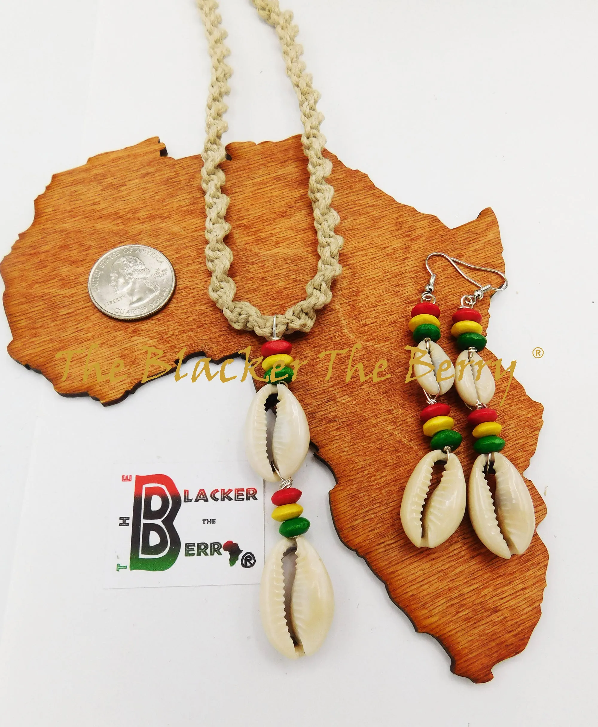 Rasta Jewelry Set Necklace Earrings Hemp Jewelry The Blacker The Berry