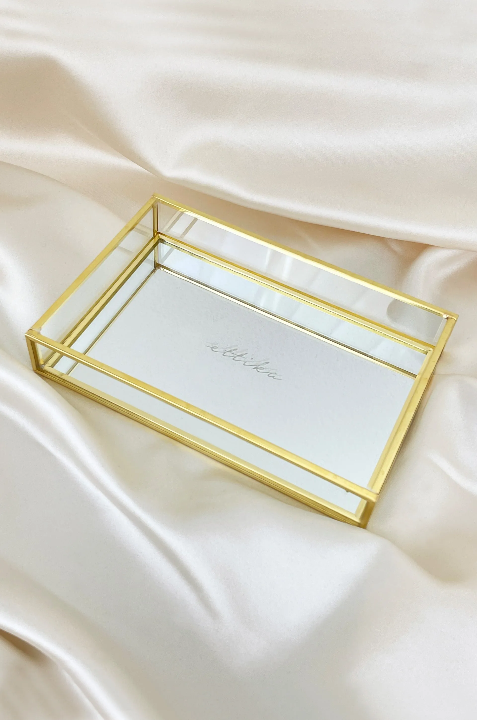 Rectangle Mirror Bottom Jewelry and Display Tray