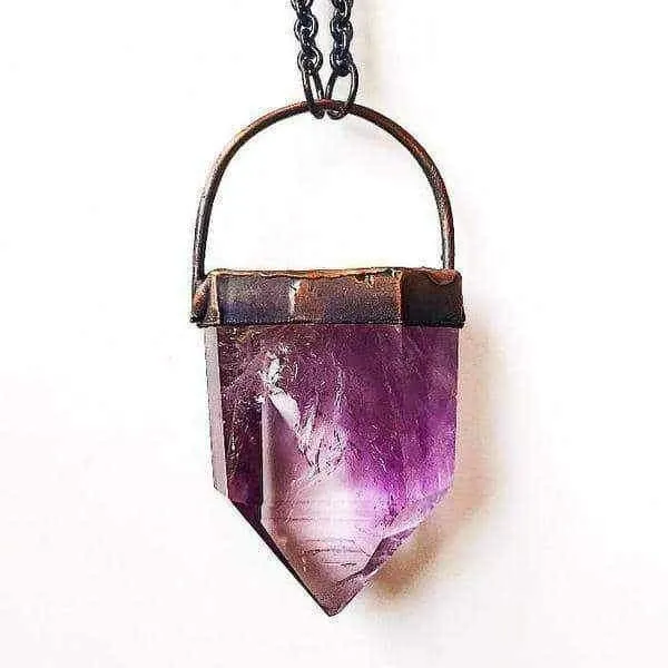 Recycled Copper and Amethyst Necklace