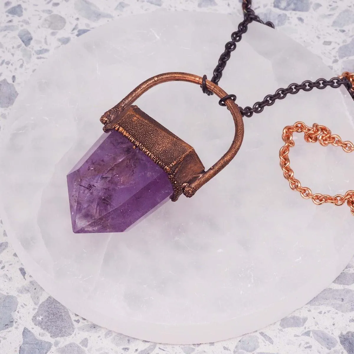 Recycled Copper and Amethyst Necklace