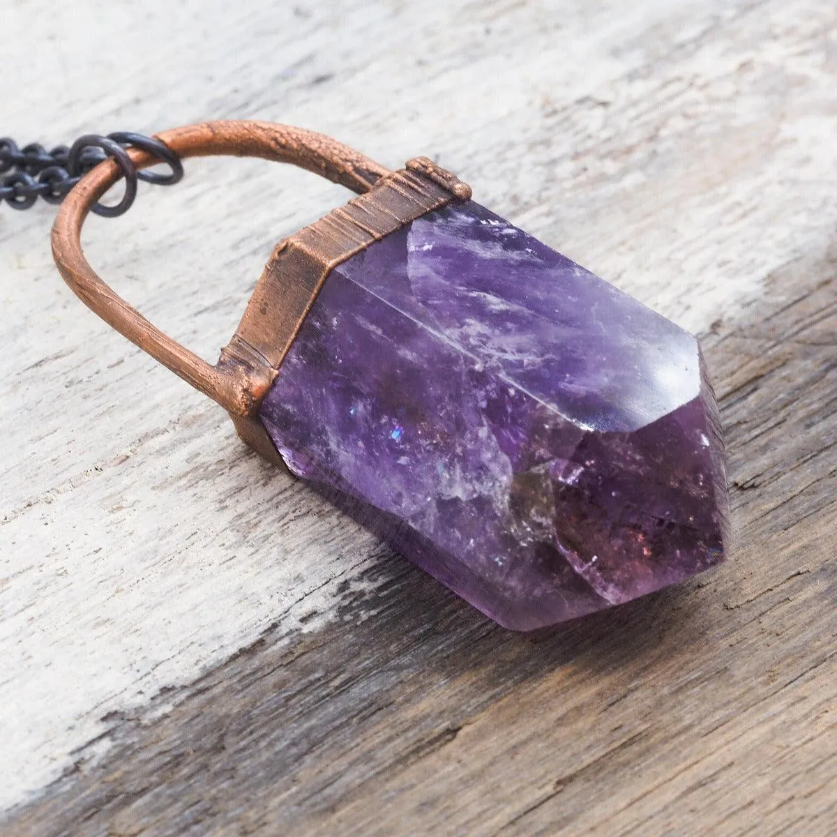 Recycled Copper and Amethyst Necklace