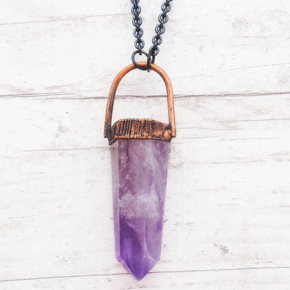 Recycled Copper and Amethyst Necklace