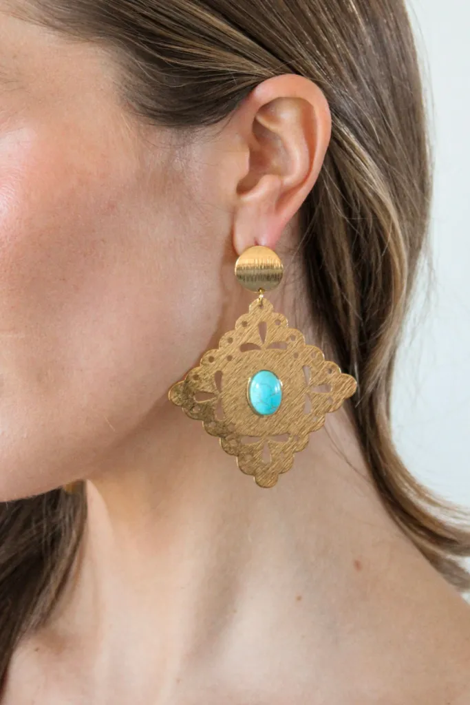 Rombo Turquoise Statement Earring