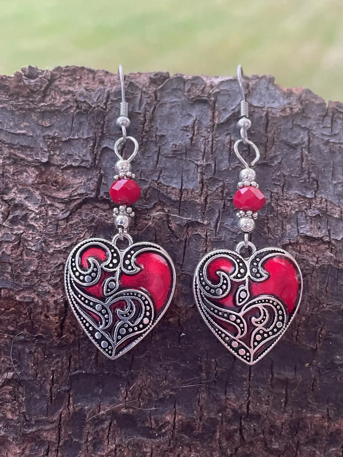 Ruby Heart Earrings