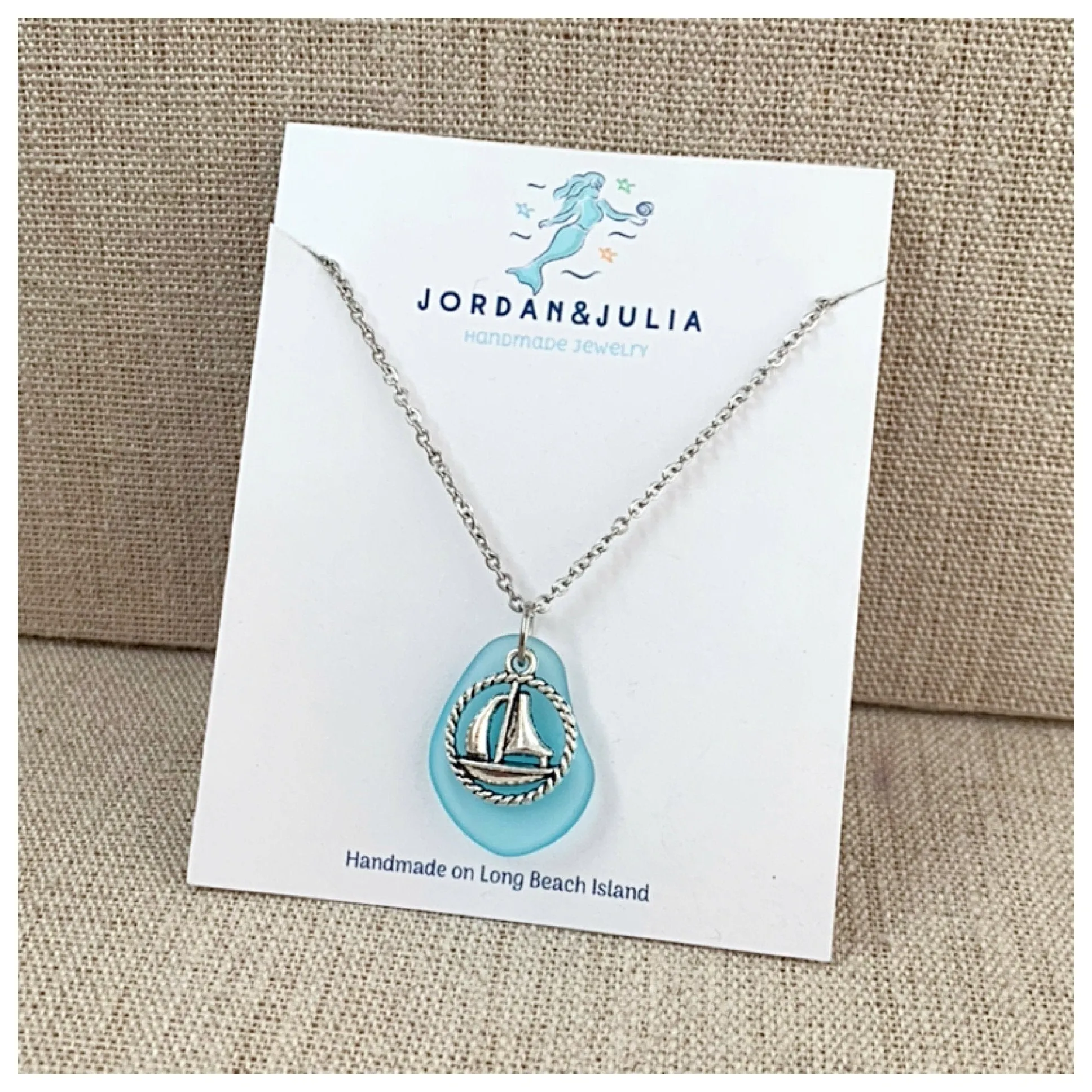 Sailboat Sea Glass Necklace