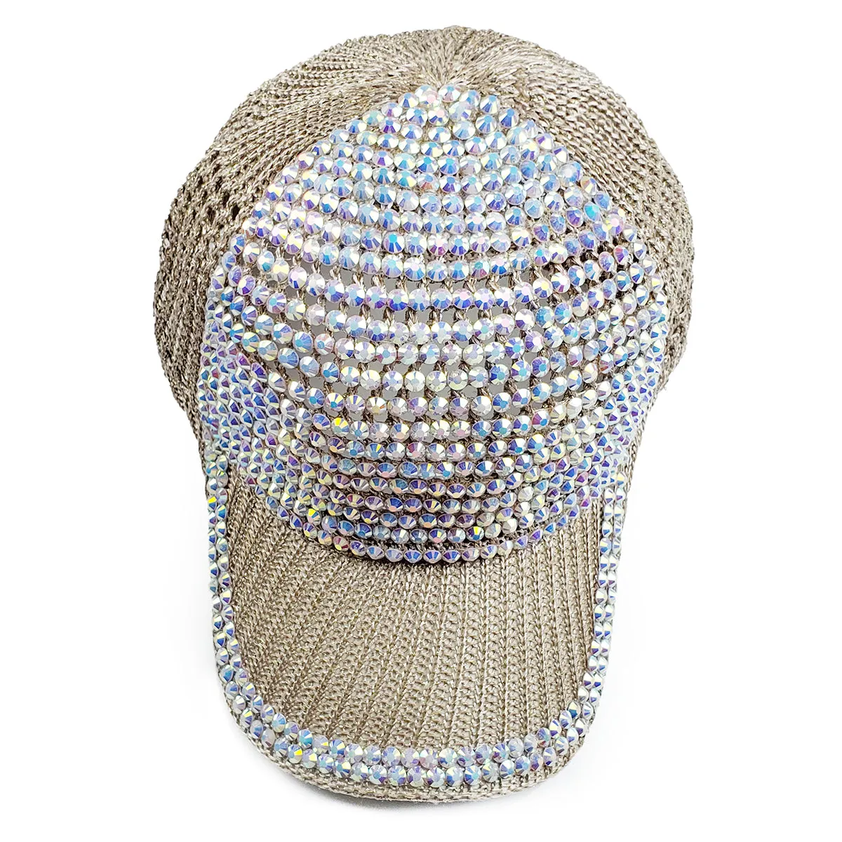 Scarlet Rhinestone Hat in Nude