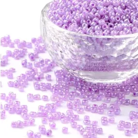 Seed Beads, Glass, Ceylon, #8, Round, Violet, 3mm