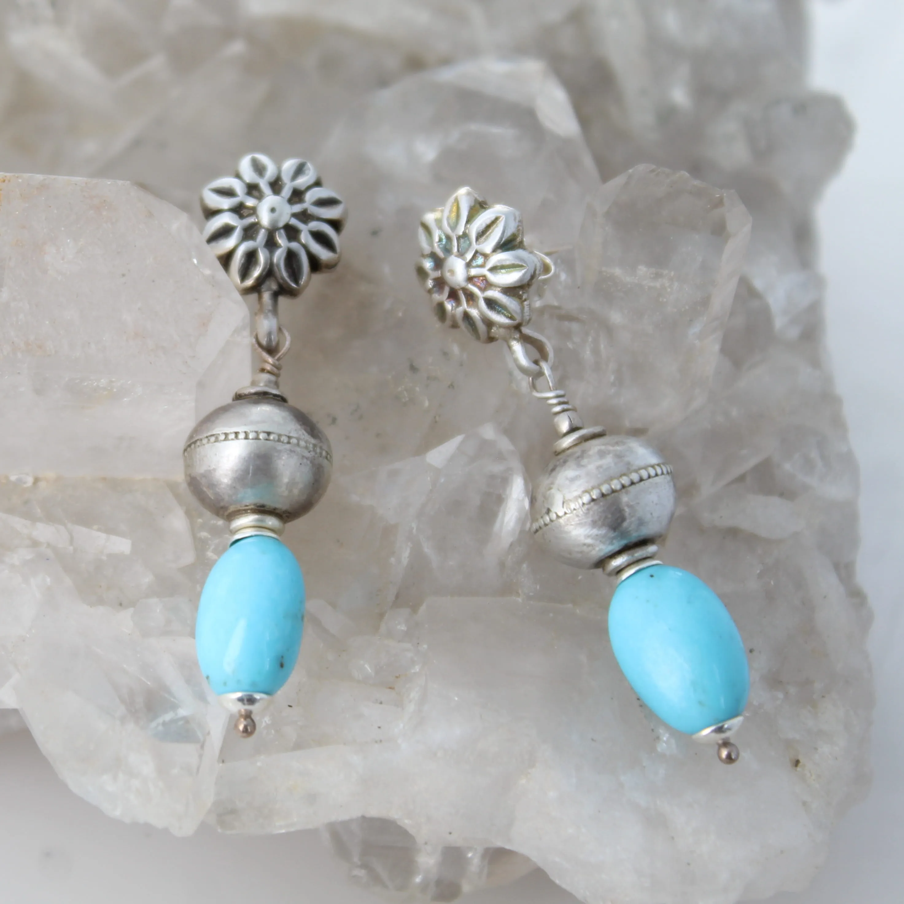 Sky Blue Nacozari Turquoise Earrings Southwestern Design Dangles