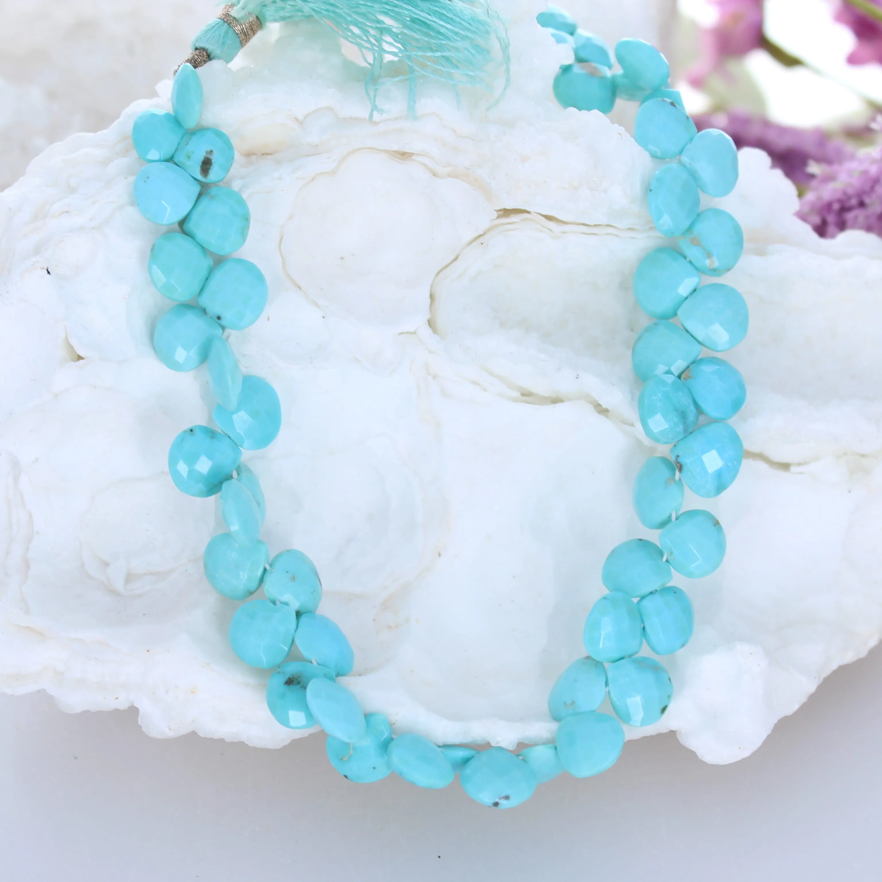 SLEEPING BEAUTY TURQUOISE Beads Briolettes 49 Pcs