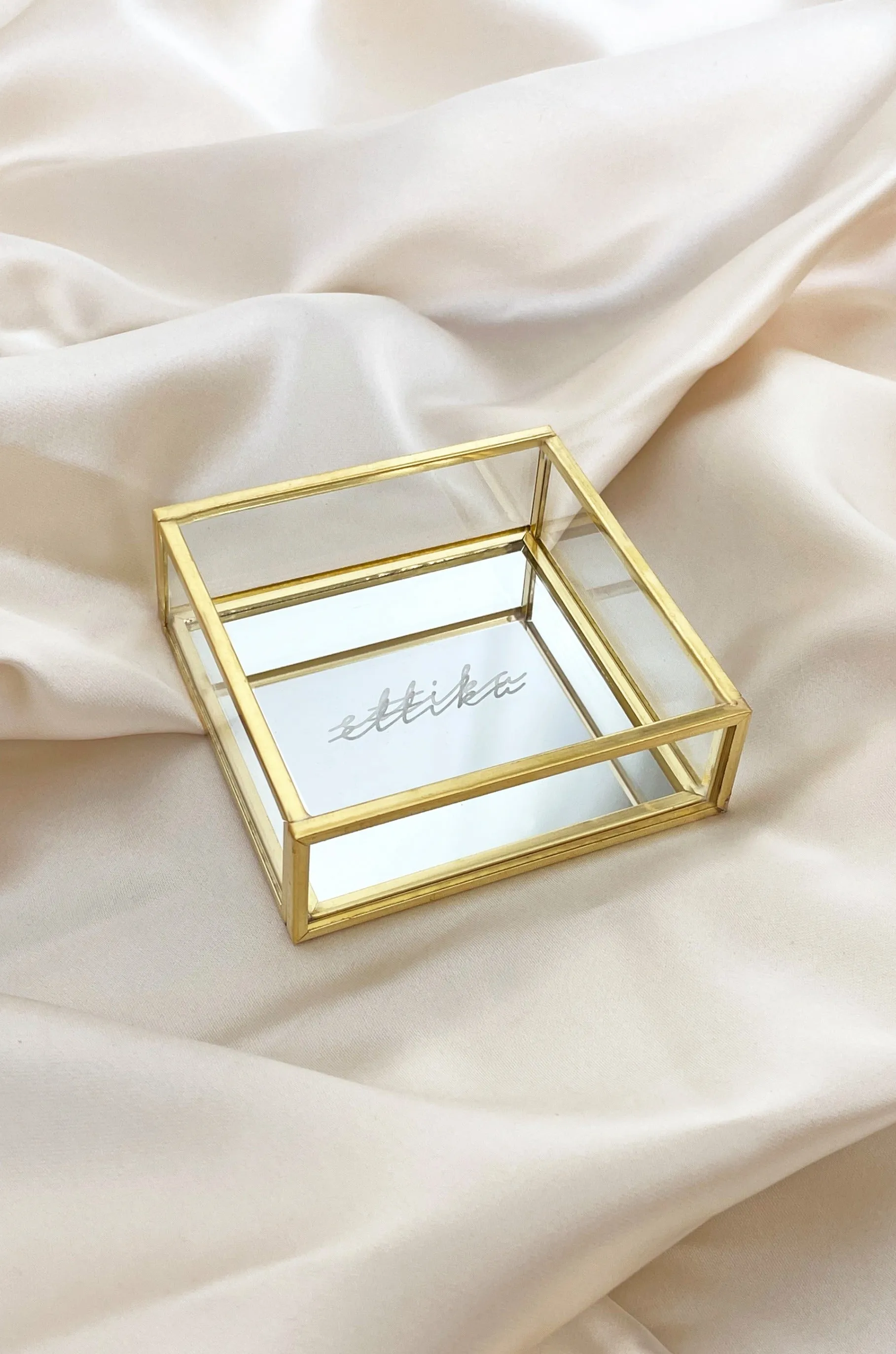 Small Square Mirror Bottom Jewelry and Display Box