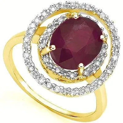 SMASHING 3.3 CARAT TW (19 PCS) GENUINE RUBY & GENUINE DIAMOND 10K SOLID YELLOW G