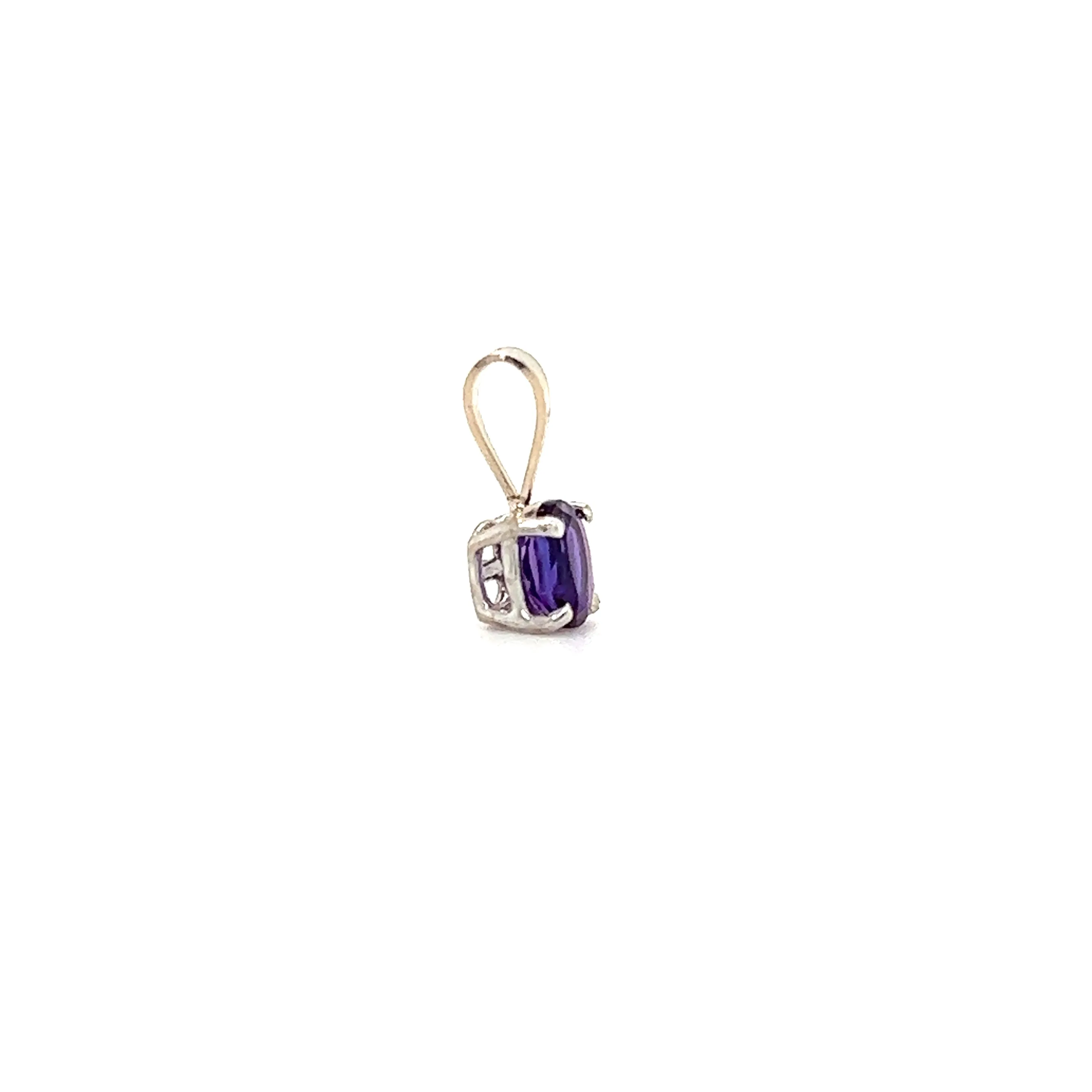 Solitaire Amethyst Pendant in 14K White Gold